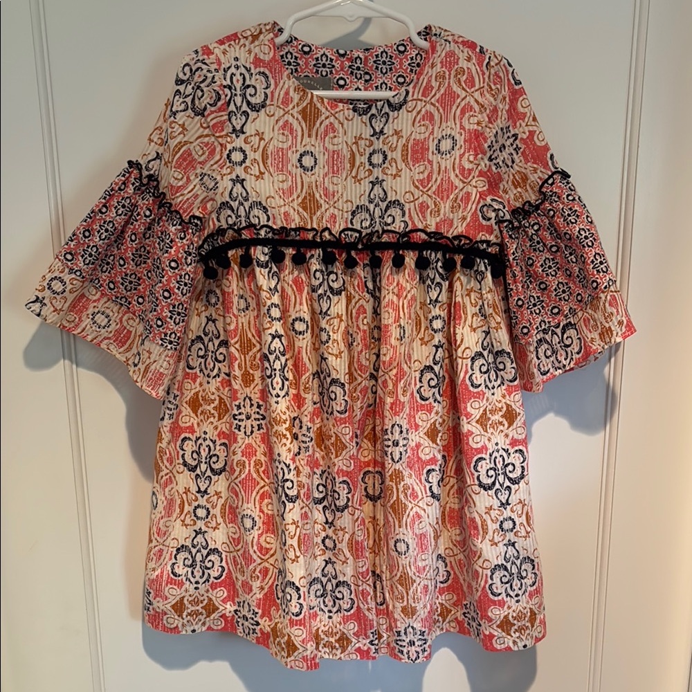 Pastourelle by Pippa & Julie 100% cotton dress with pom poms